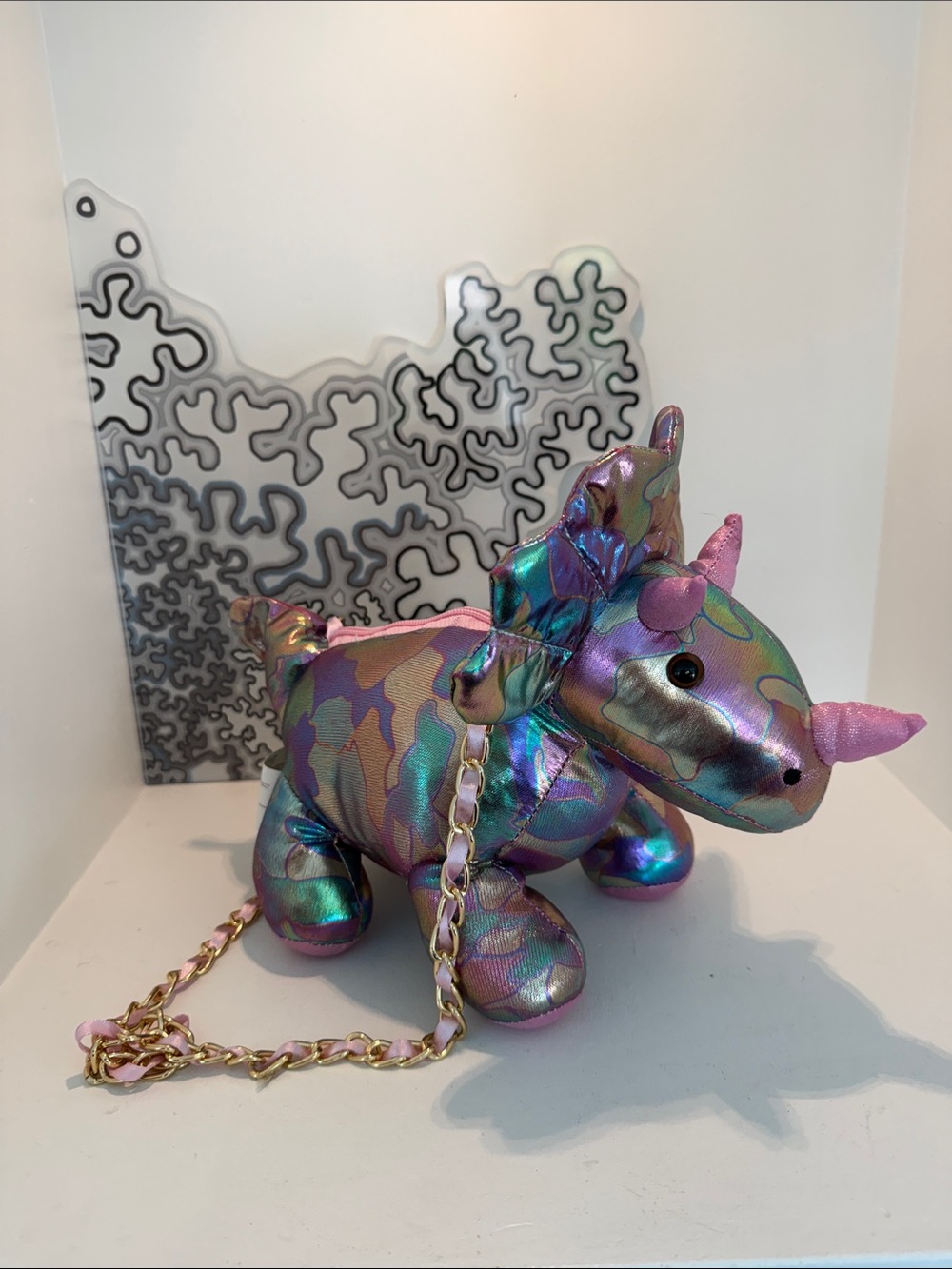 Iridescent Unicorn Rhinoceros Kids Crossbody Bag - Pink/Purple